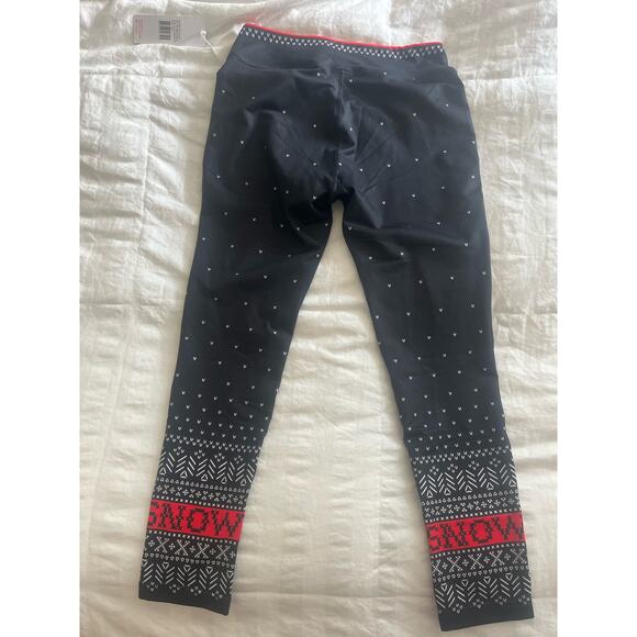 KRIMSON KLOVER Women Base Layer Let It Snow Leggings Black White Red Size M NWT - Picture 1 of 5